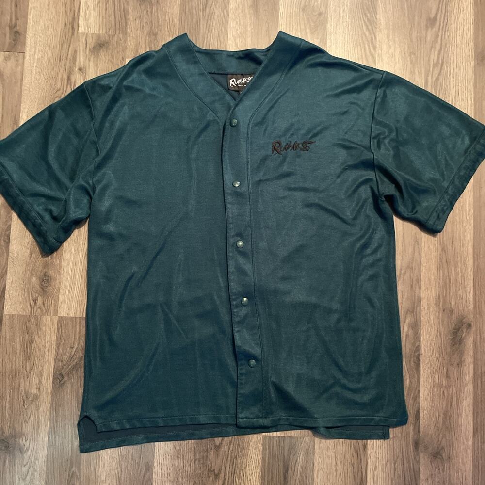 Vintage Ruthless Streetwear Baseball Jersey Green Mesh M Made In USA Embroidered